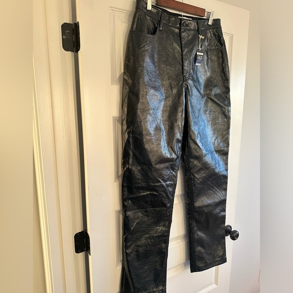 Abercrombie & Fitch Curve Love Vegan Leather 90s Straight Pant NWT - Picture 3 of 7